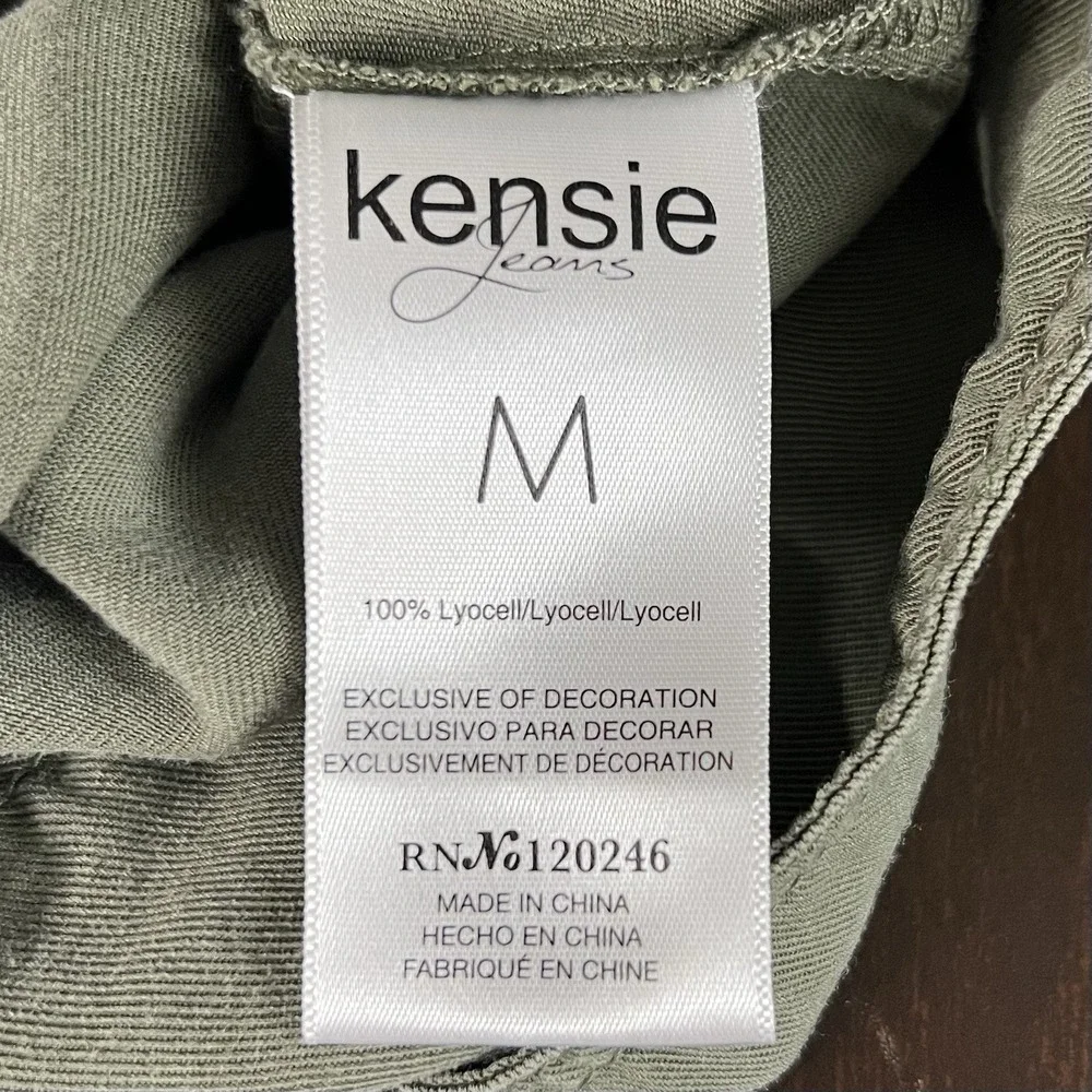 Kensie Jeans Army Green Moto Utility Style Short‎ Jacket Asymmetrical Zip Sz Med
